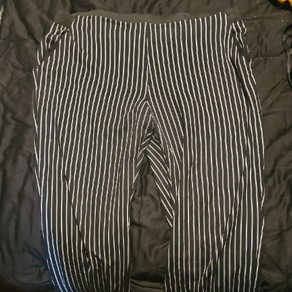 Black and White Striped Dress Pants